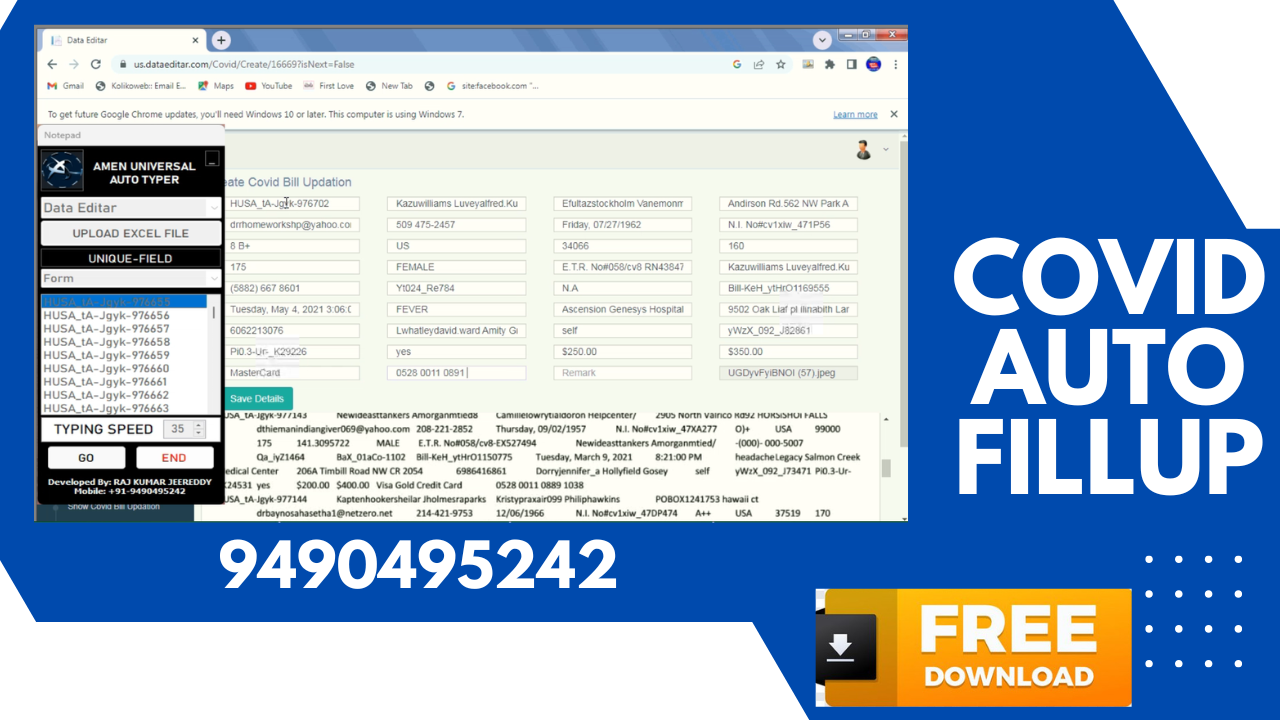 Covid form auto fill software for fast data entry