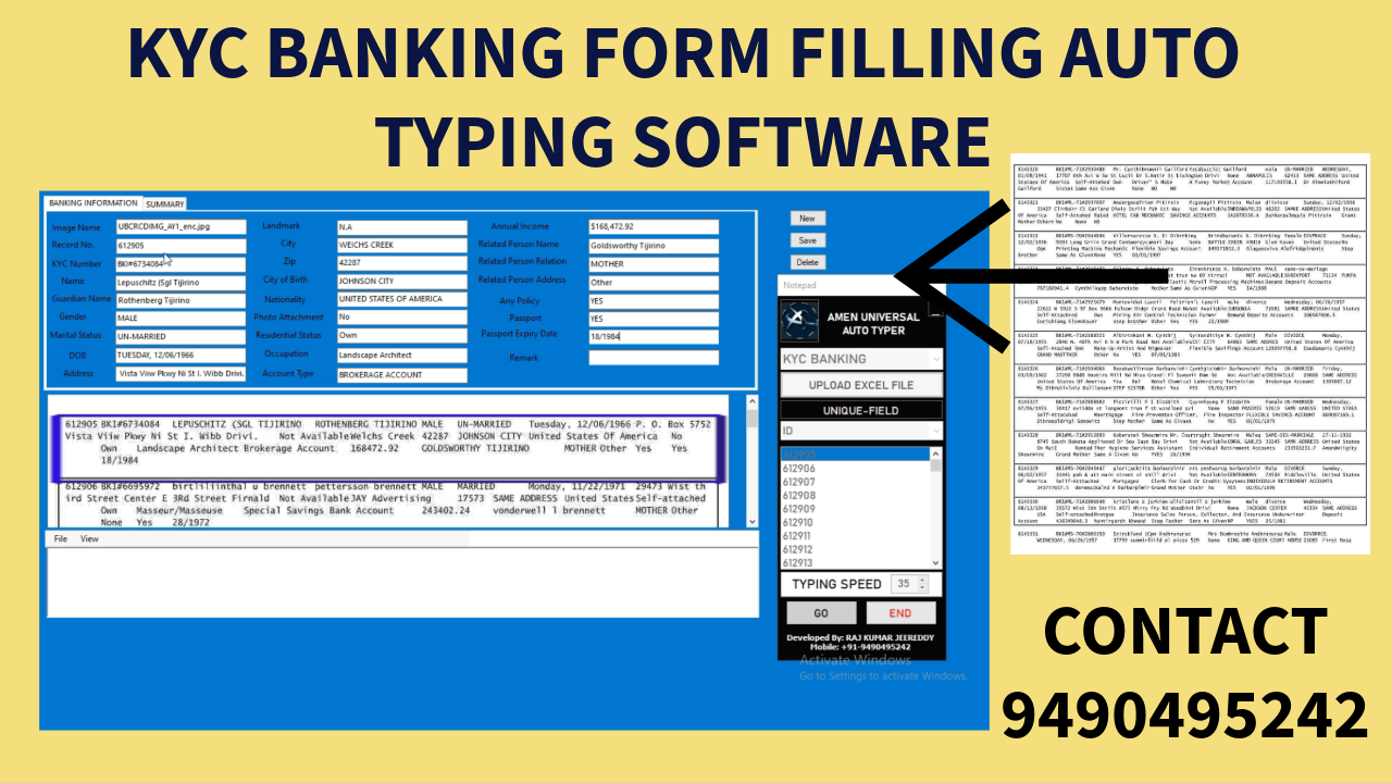 KYC banking form auto typing software