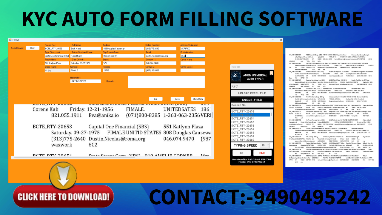 KYC auto form filling software interface