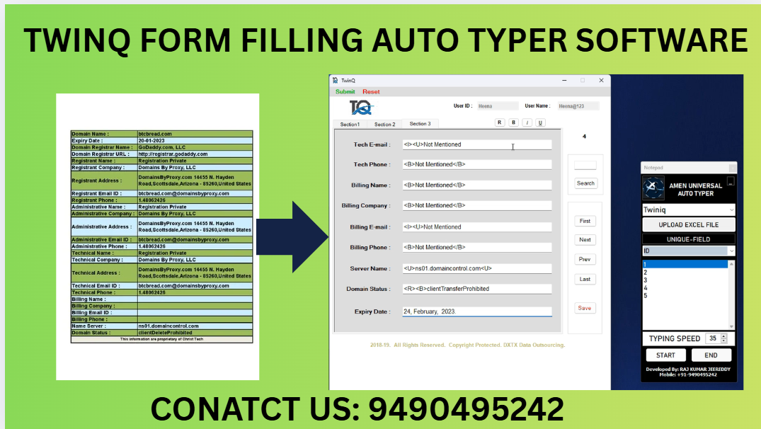 TwinQ auto typing software for form filling