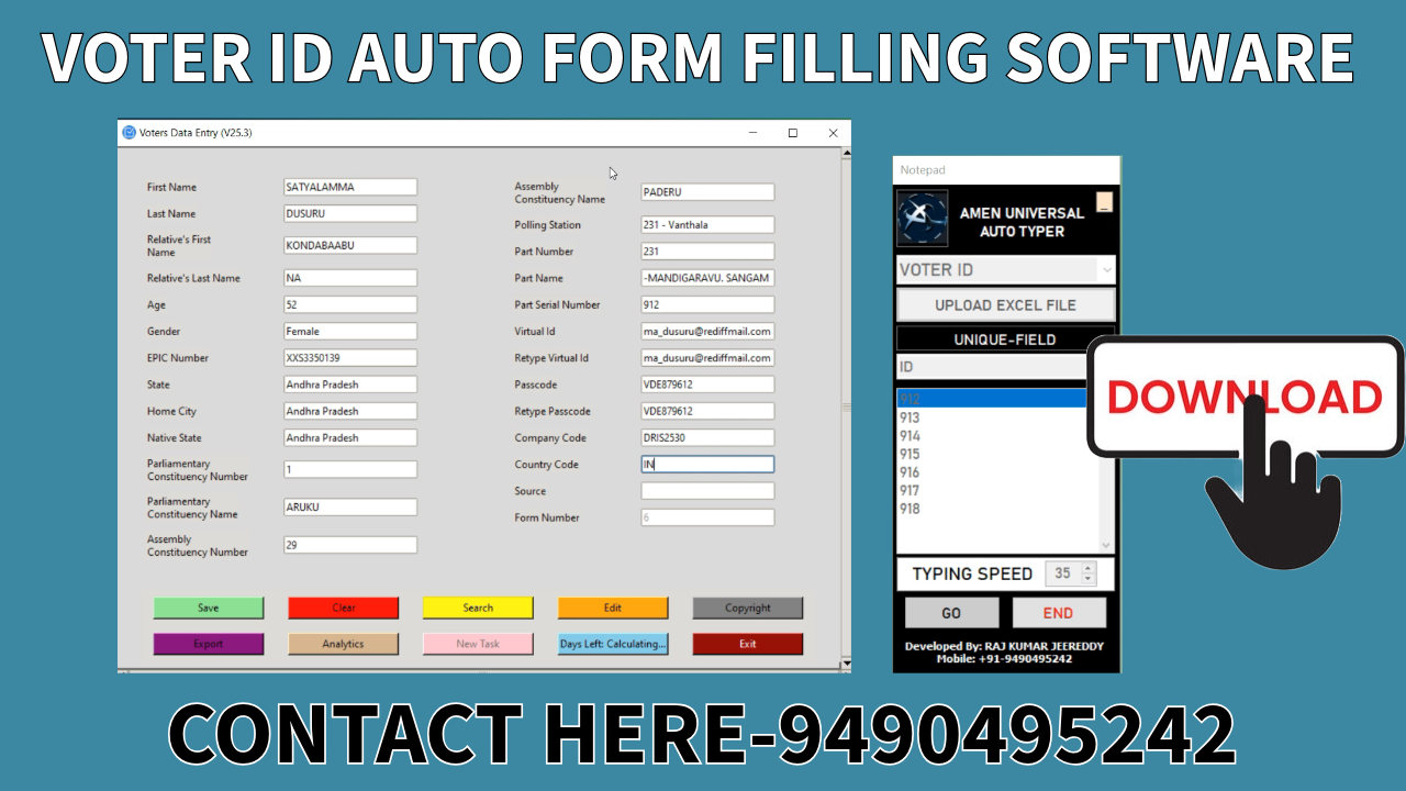 Voter ID auto form filling software
